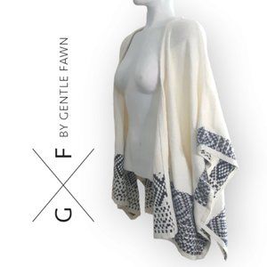 Gentle Fawn asymmetric boho geo knit poncho shawl open cardigan S/M